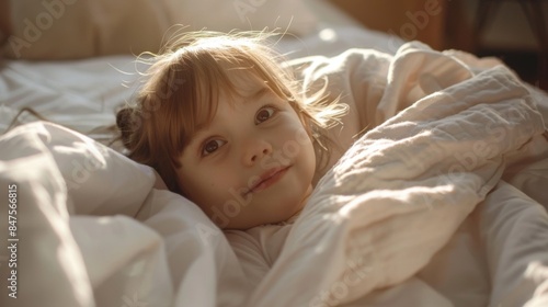 Wallpaper Mural Caucasian kid girl waking up in the morning Torontodigital.ca