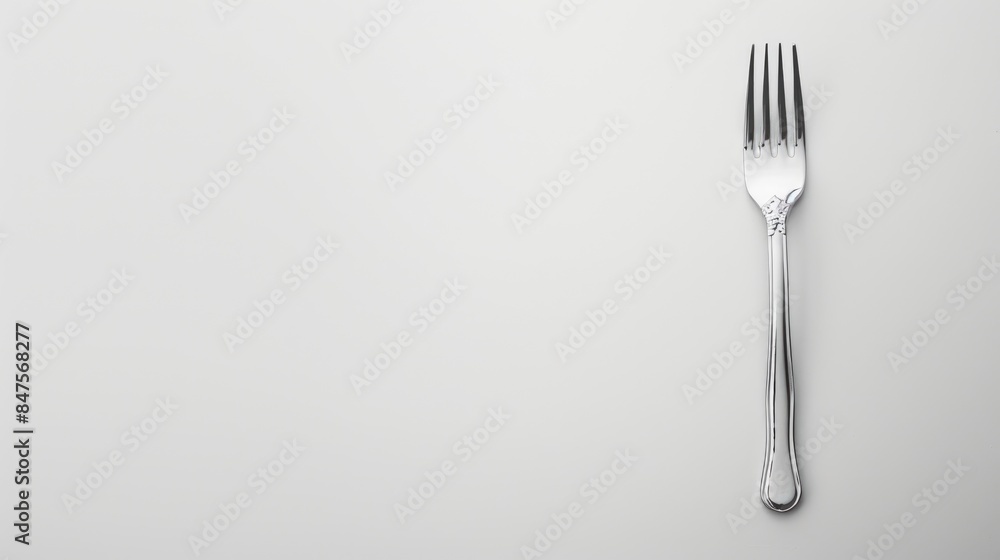 Elegant Silver Fork on a White Background Elegant Silver Fork on a White Background