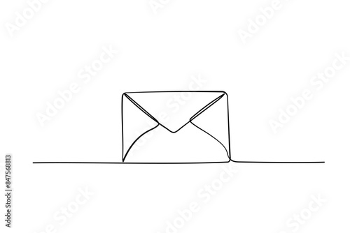 Continuous line drawing of letter. Mail icon. Vector one line illustration envelope