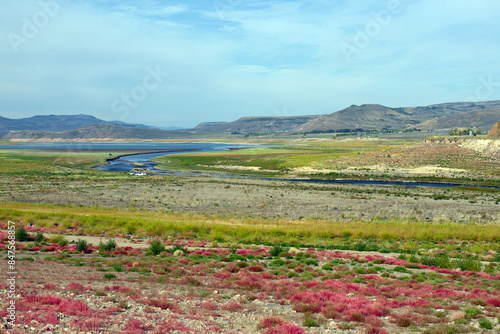 View of the Blue Mesa Reservoir  from Scenic Highway 149 the Silver Thread Byway from Gunnison to Lake City, Colorado