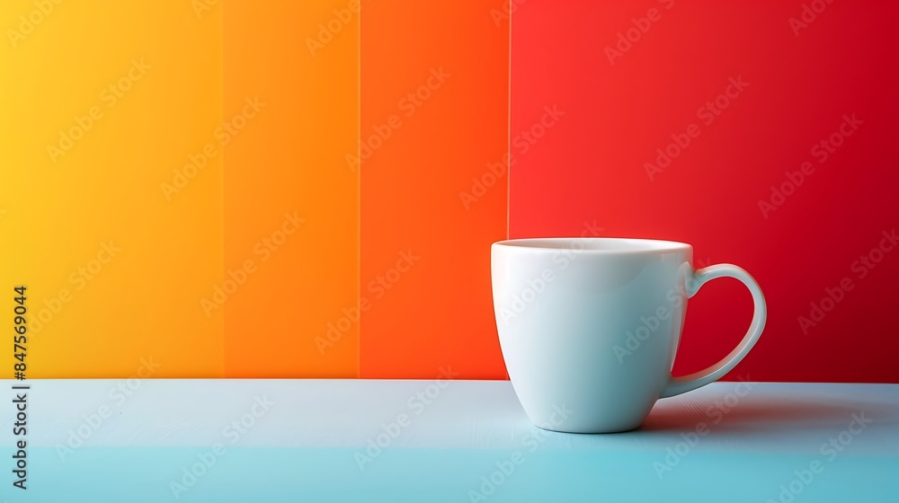 Close up white coffee cup isolated on colorful background Close up white coffee cup isolated on colorful background