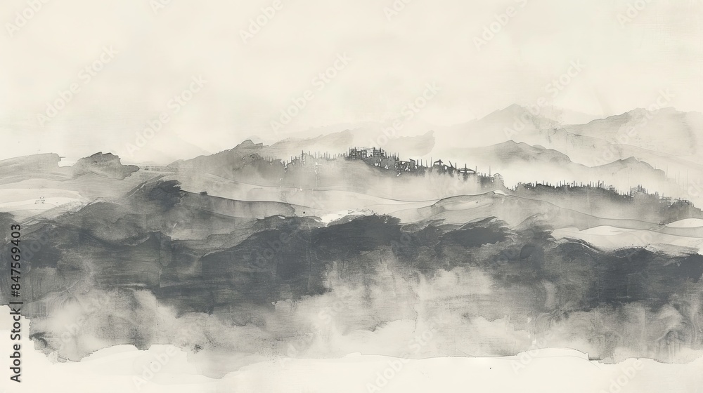 sumi-e ink washes ethereal zen landscape abstract background sumi-e ink washes ethereal zen landscape abstract background