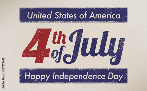 ビンテージ・グランジなデザインのアメリカ独立記念日ベクター 4th of July ロゴマーク