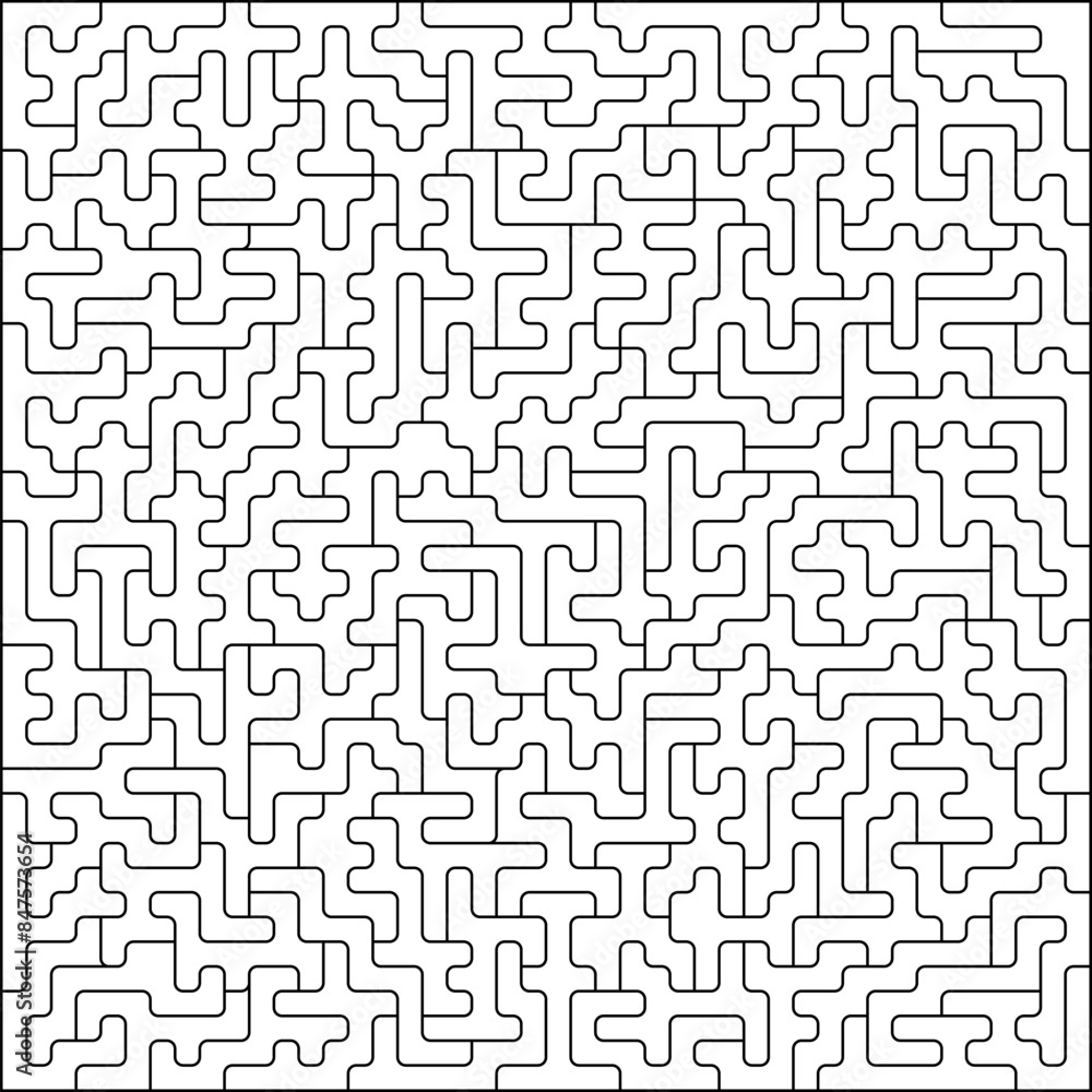 Creative square puzzle template with thin vector lines suitable for cutting. Intricate seamless maze game pattern in black and white. Ideal for creating educational materials, and game designs Creative square puzzle template with thin vector lines suitable for cutting. Intricate seamless maze game pattern in black and white. Ideal for creating educational materials, and game designs