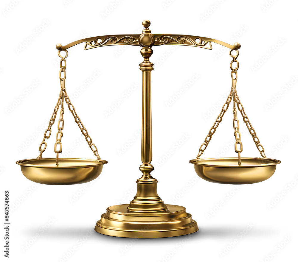 Golden scale of justice, law and order concept symbol Golden scale of justice, law and order concept symbol