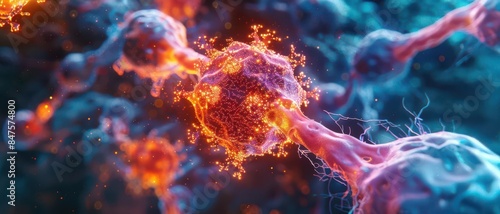 Nanotechnology in cancer treatment, cinematic lighting, high detail, macro view, targeted therapy, realistic textures, bright contrast, medical innovation