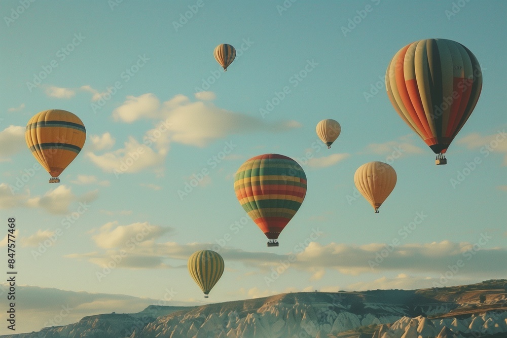 Fototapeta premium Colorful Hot Air Balloons Rising into the Sky