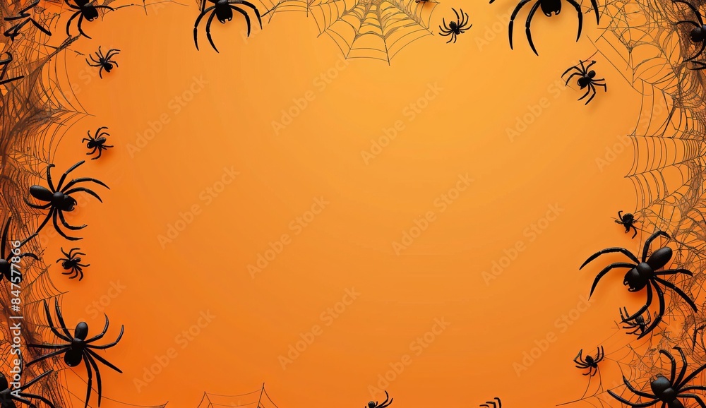 halloween background with spider web and cobwebs on orange with background design halloween background with spider web and cobwebs on orange with background design