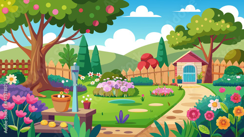 spring season garden vector illustration