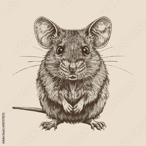 Antique Style Mouse Vector Illustration