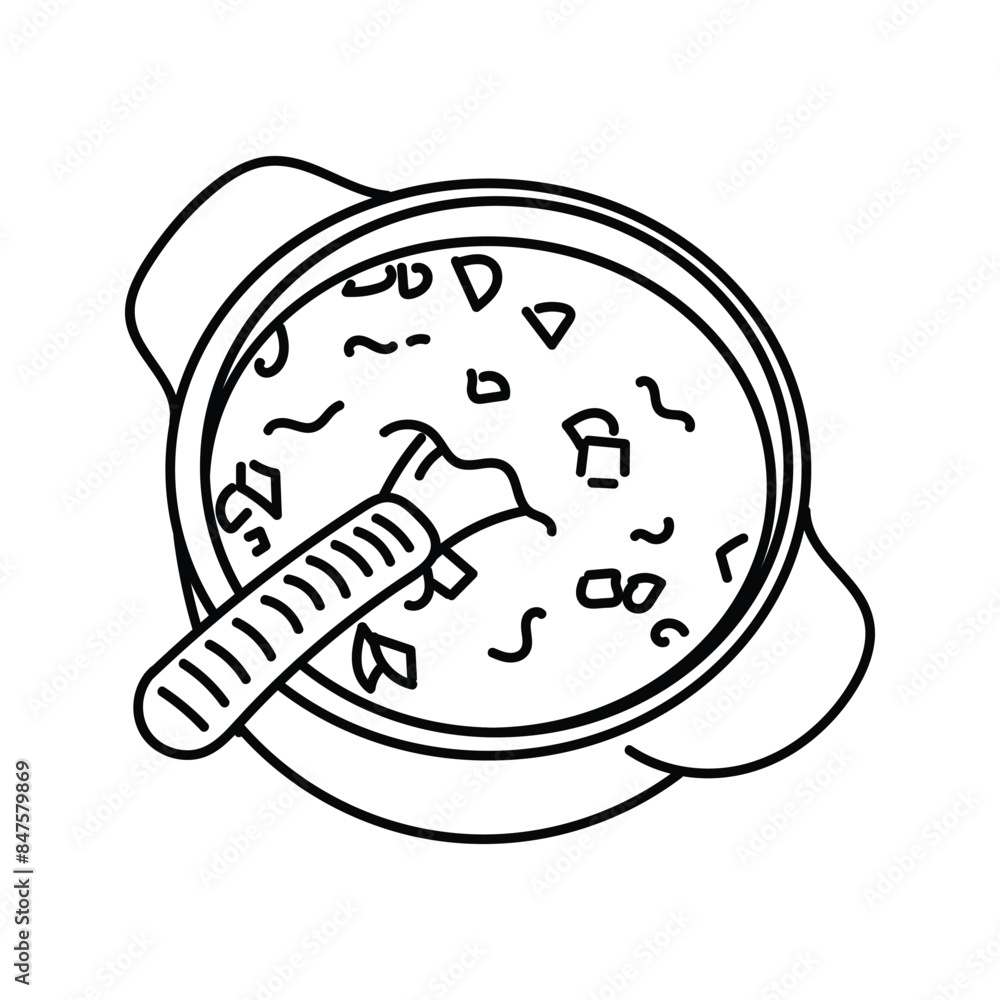 Doodle bowl of soup vector line art illustration isolated on white background. Minimalist illustration. Doodle bowl of soup vector line art illustration isolated on white background. Minimalist illustration.