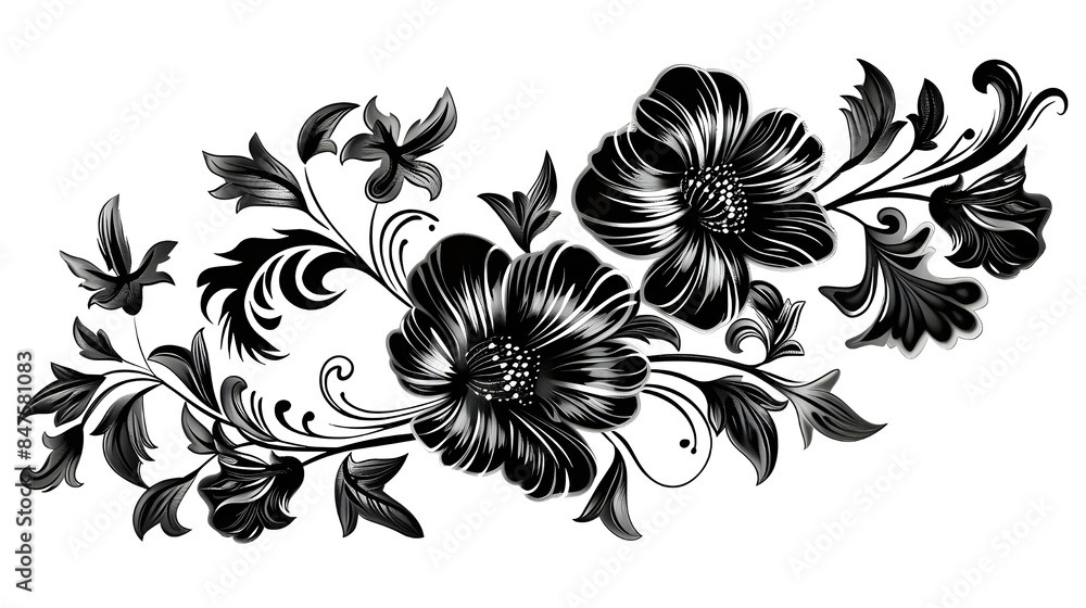 black and white floral ornament black and white floral ornament