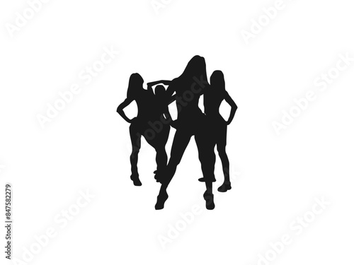 Big set of black vector silhouettes of slim woman doing fitness workout in many different position. Healthy lifestyle. Set of vector silhouette illustrations design isolated on white background.