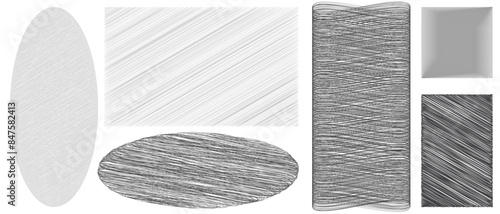 Set of hand drawn pencil crosshatch shapes. Crosshatch Freehand doodle shapes collection. Doodle and sketch style. Black squiggle grunge texture. Vector illustration isolated on white background.