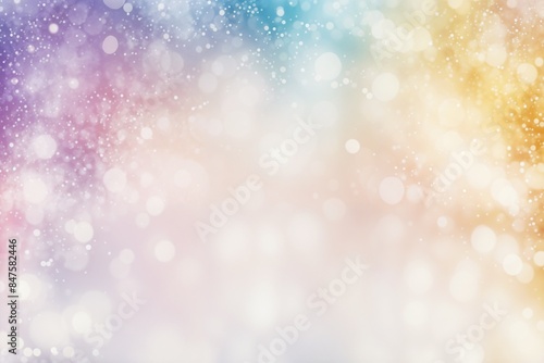 Abstract blur bokeh banner background with rainbow colors, pastel purple, blue, gold yellow, white silver, pale pink