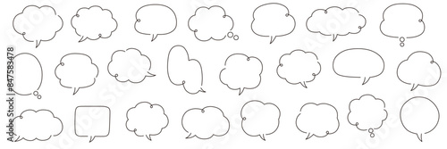 手描き風のふきだしのベクターイラストセット　手書き　吹き出し　くるくる　フレーム