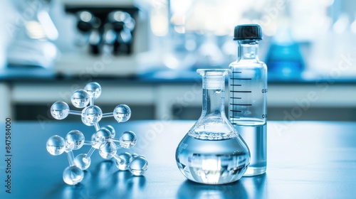 Assorted chemical fluids in a well-equipped laboratory ideal for scientific and medical research