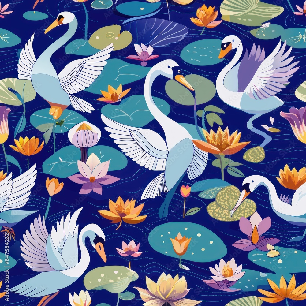Seamless pattern of graceful female silhouettes intertwined with nature, Generative AI Seamless pattern of graceful female silhouettes intertwined with nature, Generative AI