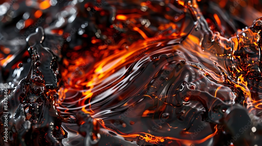 Molten lava glass sculptures abstract background