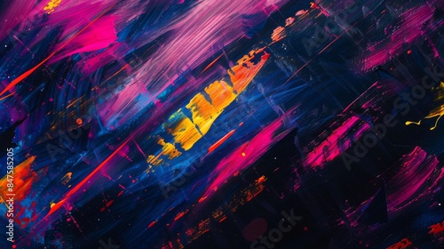 Neon acrylic brushstrokes abstract background © fledermausstudio