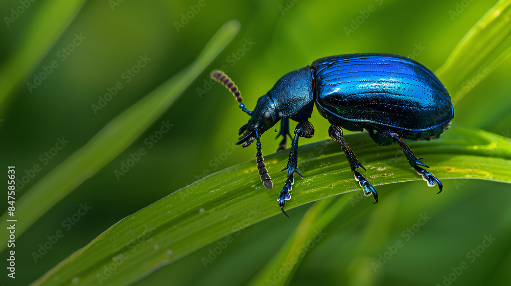 Fototapeta premium bug on green leaf