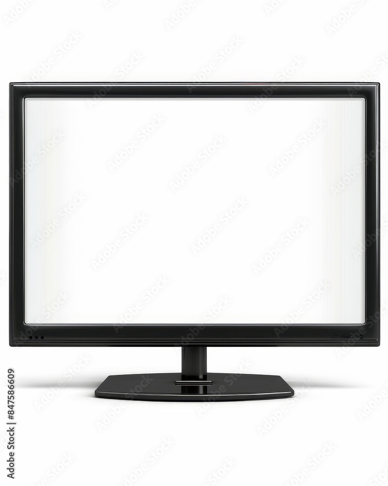 Empty smart tv display stand with white screen mockup for copy space and text placement Empty smart tv display stand with white screen mockup for copy space and text placement