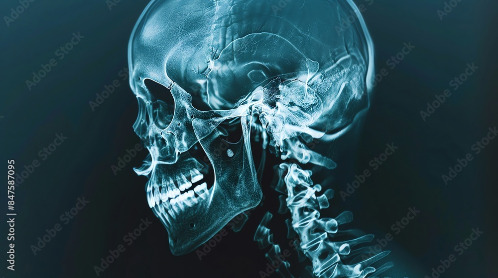 Xray image of human parietal bones, detailed view, medical context Xray image of human parietal bones, detailed view, medical context