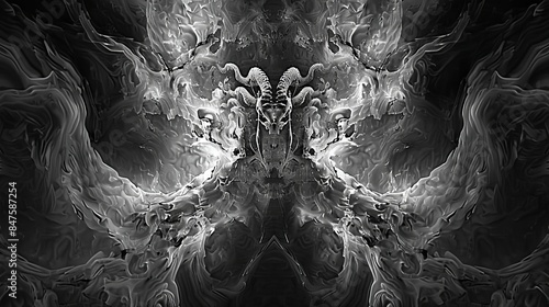 Ominous Lovecraftian nightmares monochrome abstract background photo