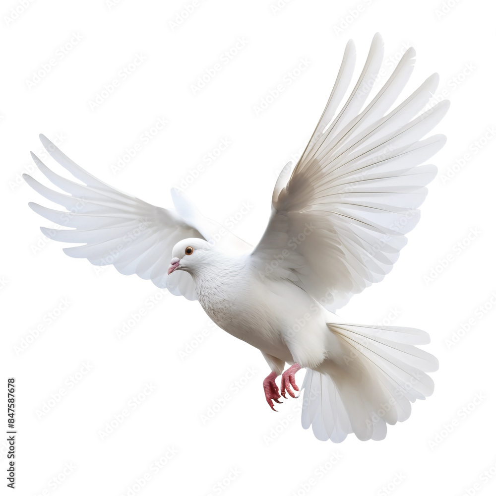 white pigeon flying in air on an isolated white background white pigeon flying in air on an isolated white background