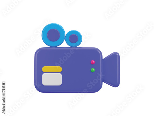 Film video camera icon 3d rendering vector illustration