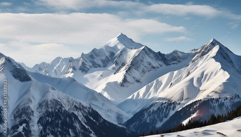 Fototapeta premium 【リアルな風景】壮大な雪山の壁紙