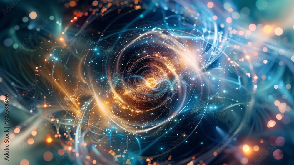Fototapeta premium Subatomic particles quantum environments abstract background