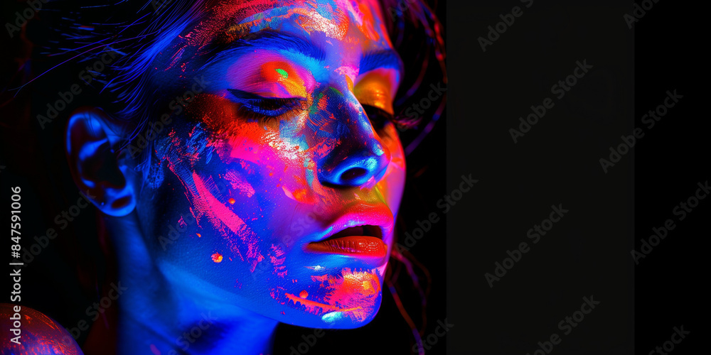 Sharp contrast with vibrant blue and purple tones against a black background Sharp contrast with vibrant blue and purple tones against a black background