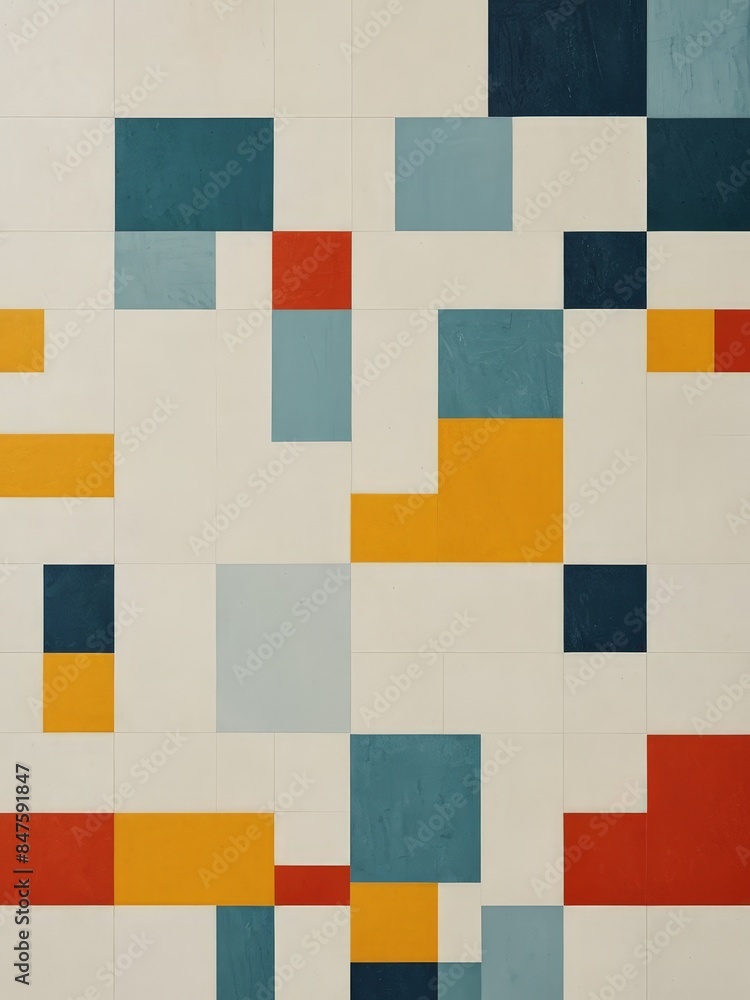 Abstract Geometric Pattern with Squares in Red, Blue, Yellow and White. Abstract Geometric Pattern with Squares in Red, Blue, Yellow and White.