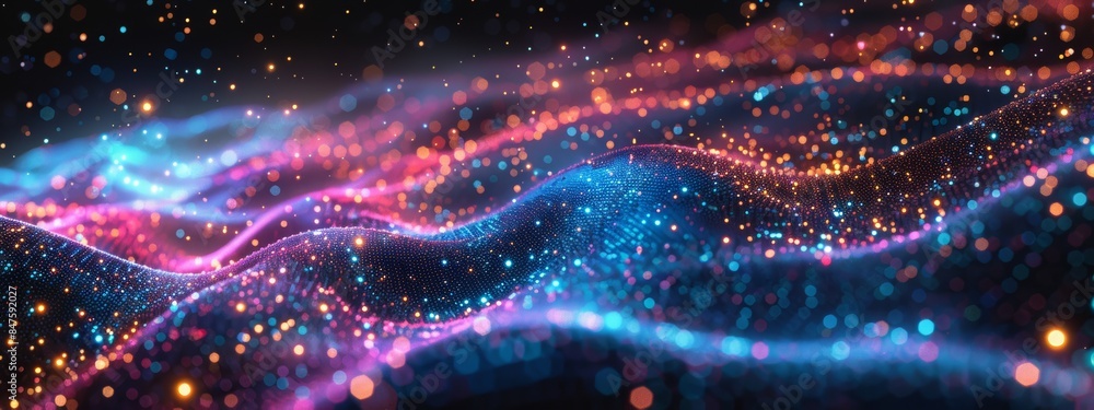 Abstract wave with soft blue glowing light background. Abstract wave with soft blue glowing light background.