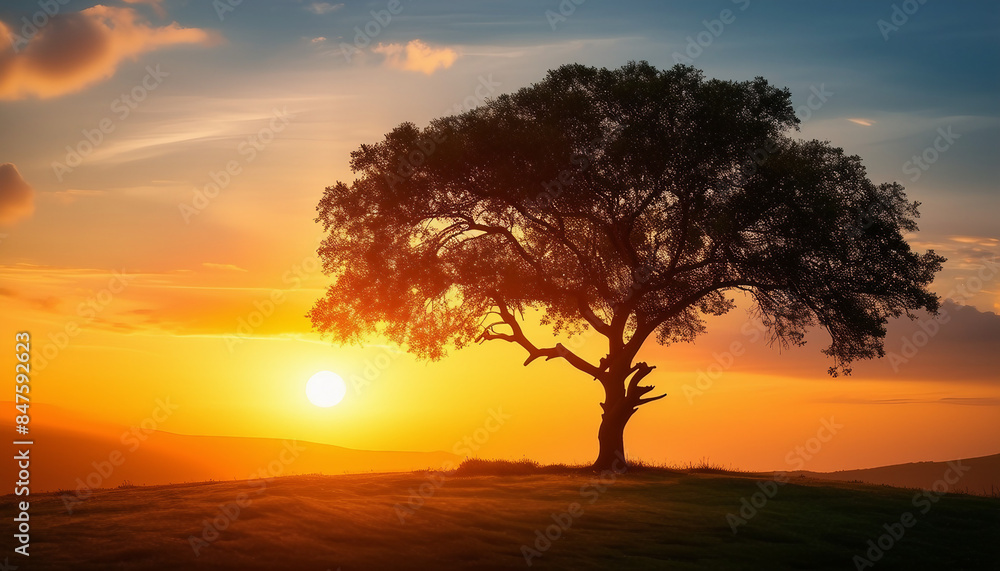 Tree and Sunset in Nature Tree and Sunset in Nature