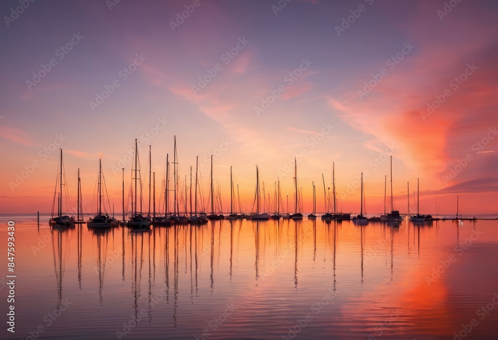 Sunset over sailboats. Sunset over sailboats.