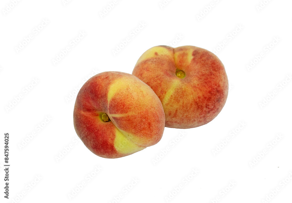 Saturn peach or paraguayo peach (Prunus persica var. platycarpa) is a variety of peach with pale yellow fruit hat is oblate in shape. Saturn peach or paraguayo peach (Prunus persica var. platycarpa) is a variety of peach with pale yellow fruit hat is oblate in shape.
