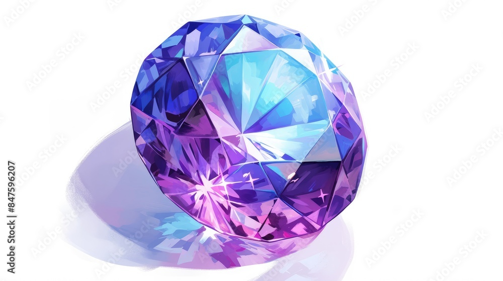 An illustration of an Alexandrite stone in 2d format set against a crisp white background An illustration of an Alexandrite stone in 2d format set against a crisp white background
