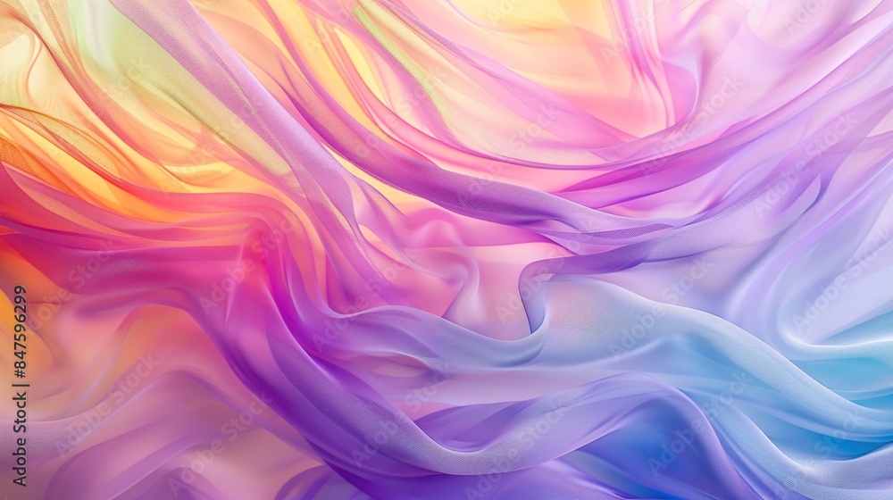 Colorful wave of fabric with a rainbow of colors. The image is vibrant and full of energy, evoking a sense of movement and fluidity Colorful wave of fabric with a rainbow of colors. The image is vibrant and full of energy, evoking a sense of movement and fluidity