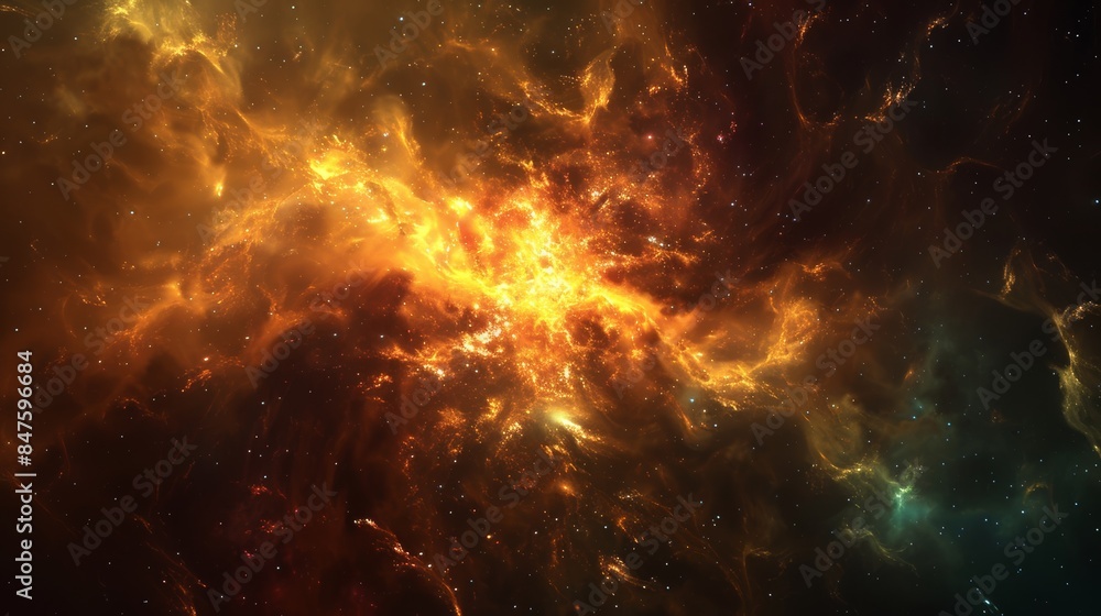 Naklejka premium A stunningly realistic photo of a vibrant nebula in 4K resolution, showcasing its intricate details and mesmerizing colors