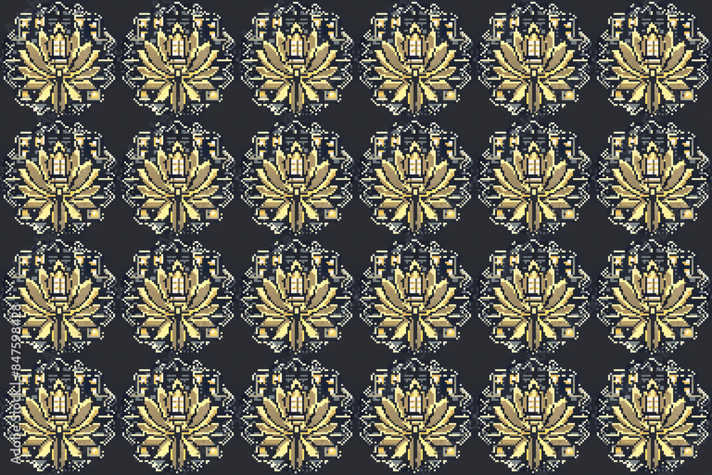 Pixel Art Industrial Lotus Pattern Pixel Art Industrial Lotus Pattern