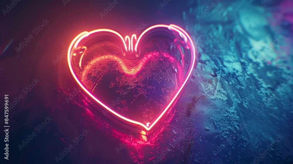 A fast-paced and dynamic animation of neon heart symbols A fast-paced and dynamic animation of neon heart symbols