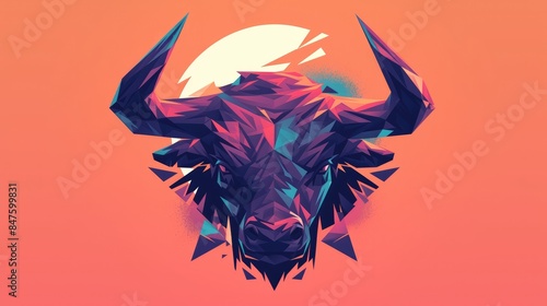 Revamp your brand with a vibrant logo featuring a bold and iconic bull s head design photo