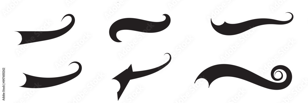 Typographic swash and swooshes tails. Retro swishes and swashes for athletic typography, logos, baseball font eps 10 Typographic swash and swooshes tails. Retro swishes and swashes for athletic typography, logos, baseball font eps 10