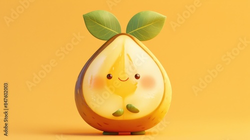 A charming cartoon almond character is designed with an adorable expression of surprise