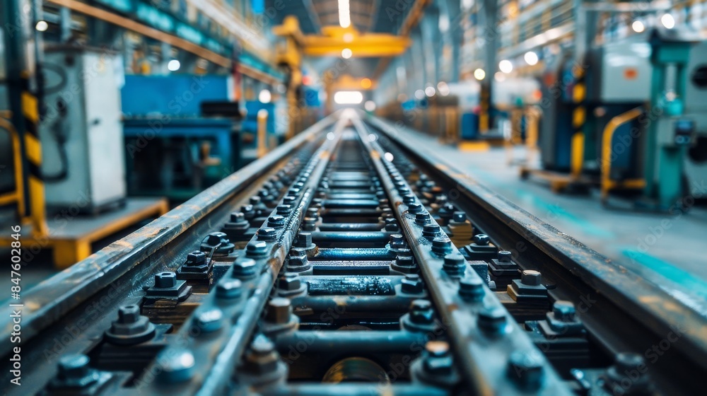 High-tech factory belt crawler system, casting industrial parts like pulleys, clean and advanced machinery setup, precision-focused High-tech factory belt crawler system, casting industrial parts like pulleys, clean and advanced machinery setup, precision-focused