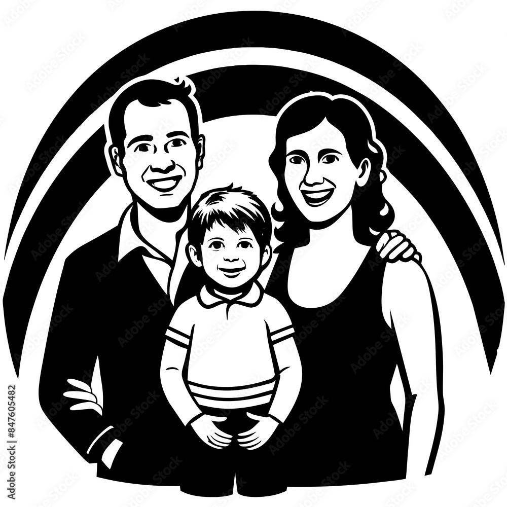 happy family and rainbow vector silhouette illustration happy family and rainbow vector silhouette illustration