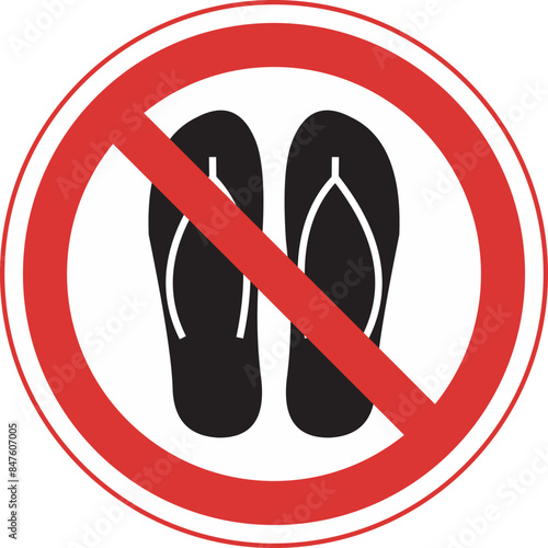 vector sign prohibiting wearing sandals