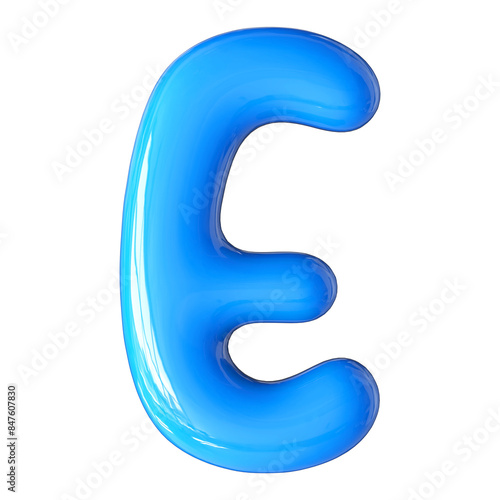 Blue 3D Font Letter E uppercase